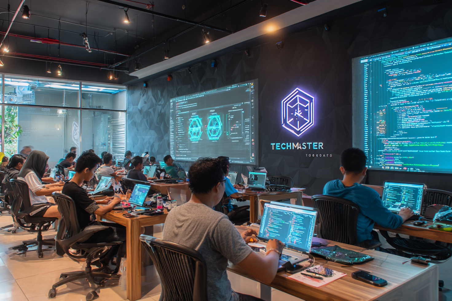 Mahasiswa belajar programming dan teknologi digital di TechMaster bootcamp coding Indonesia