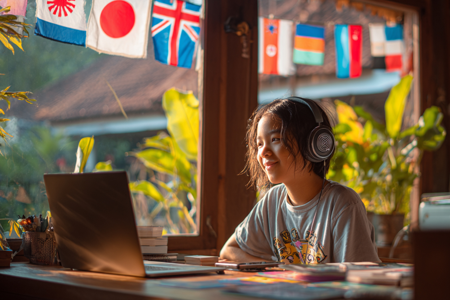 Siswa internasional belajar bahasa Indonesia di kelas modern dengan instruktur profesional di Akademi Bahasa Nusantara